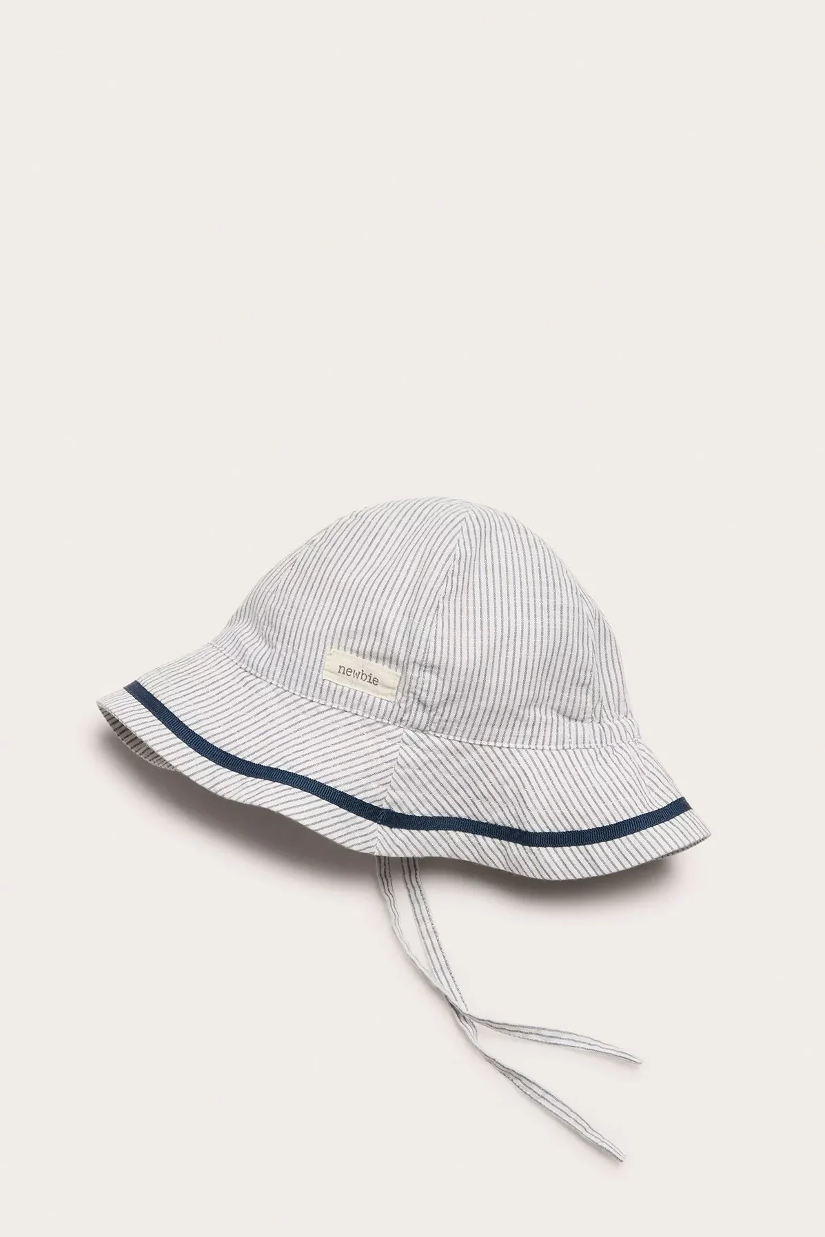 White and blue striped baby hat by Newbie, soft cotton beanie for newborns
